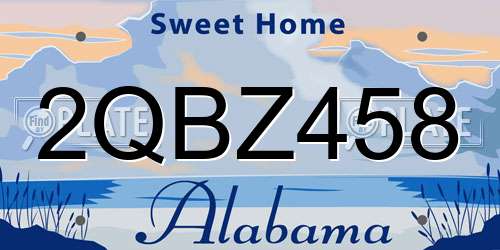 2QBZ458 Alabama License Plate