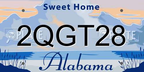 2QGT28 Alabama License Plate