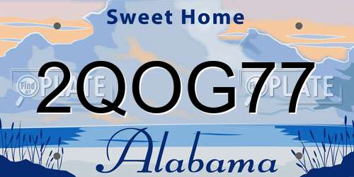 2QOG77 Alabama License Plate