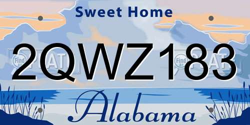 2QWZ183 Alabama License Plate