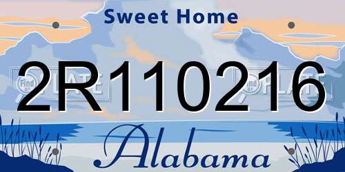 2R110216 Alabama License Plate