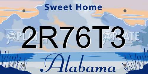 2R76T3 Alabama License Plate