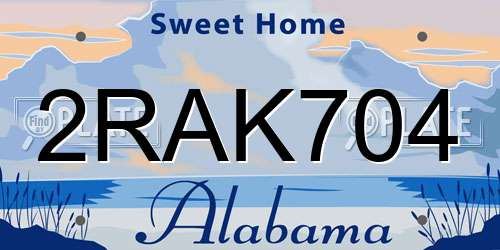 2RAK704 Alabama License Plate