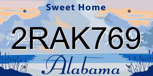 2RAK769 Alabama License Plate