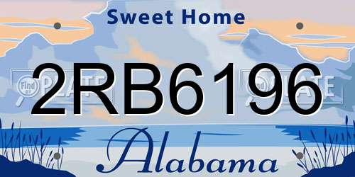 2RB6196 Alabama License Plate