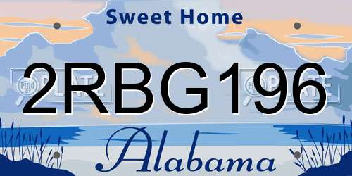 2RBG196 Alabama License Plate