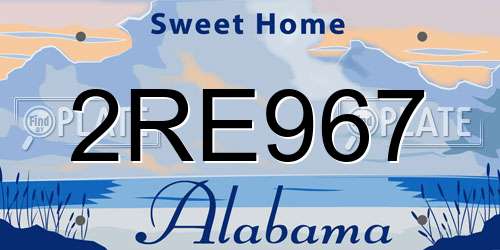 2RE967 Alabama License Plate