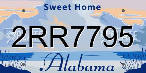 2RR7795 Alabama License Plate