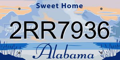 2RR7936 Alabama License Plate