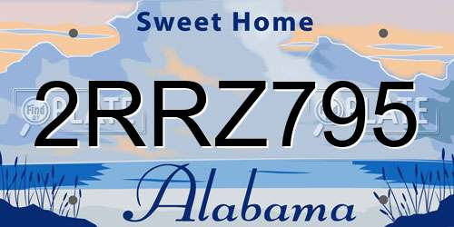 2RRZ795 Alabama License Plate