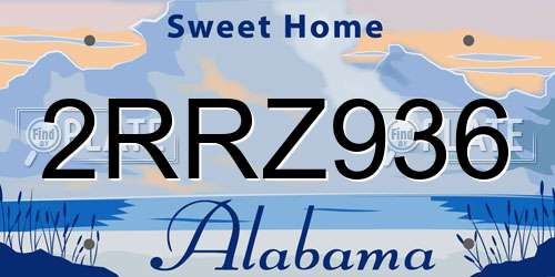 2RRZ936 Alabama License Plate