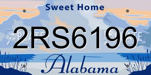 2RS6196 Alabama License Plate