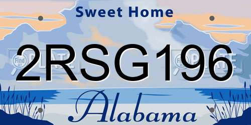 2RSG196 Alabama License Plate