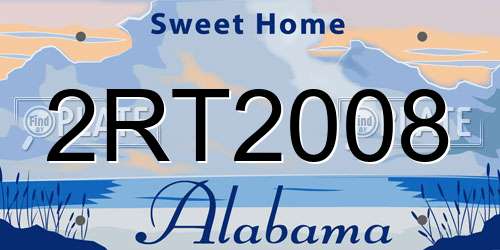 2RT2008 Alabama License Plate