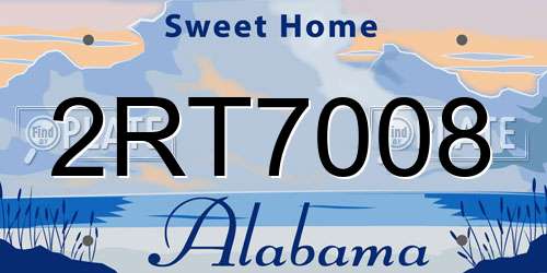 2RT7008 Alabama License Plate