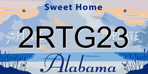 2RTG23 Alabama License Plate
