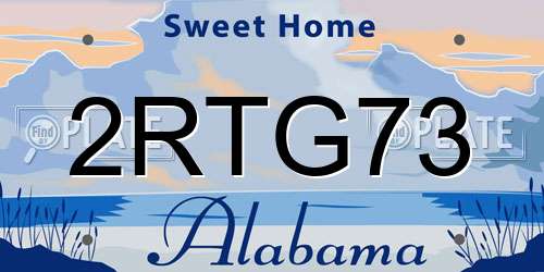 2RTG73 Alabama License Plate