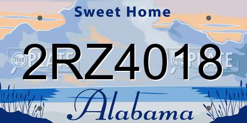 2RZ4018 Alabama License Plate
