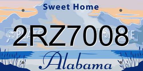 2RZ7008 Alabama License Plate