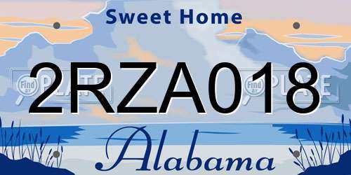 2RZA018 Alabama License Plate