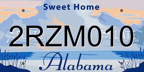 2RZM010 Alabama License Plate