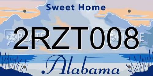 2RZT008 Alabama License Plate