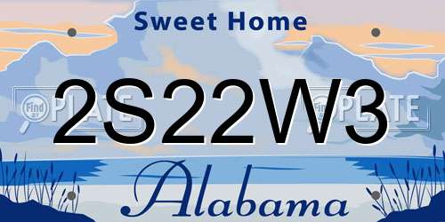 2S22W3 Alabama License Plate