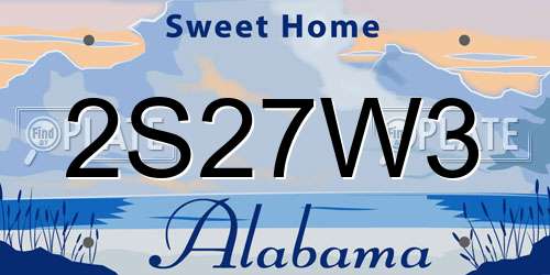 2S27W3 Alabama License Plate
