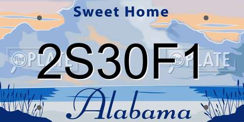 2S30F1 Alabama License Plate