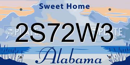 2S72W3 Alabama License Plate