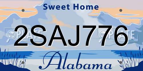 2SAJ776 Alabama License Plate