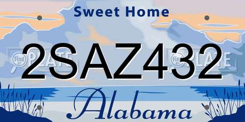 2SAZ432 Alabama License Plate
