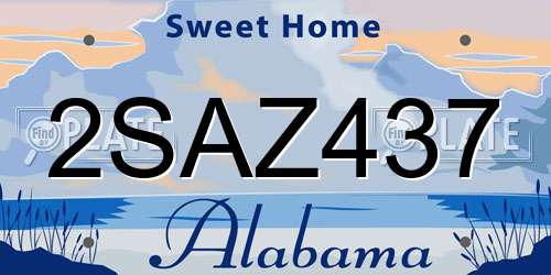 2SAZ437 Alabama License Plate