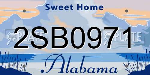 2SB0971 Alabama License Plate