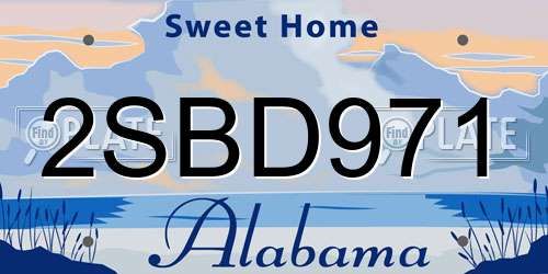 2SBD971 Alabama License Plate
