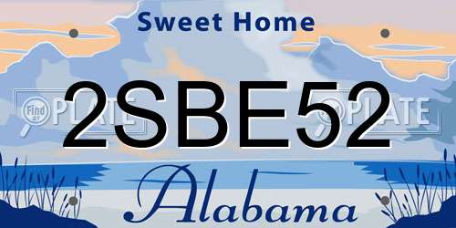 2SBE52 Alabama License Plate