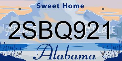 2SBQ921 Alabama License Plate
