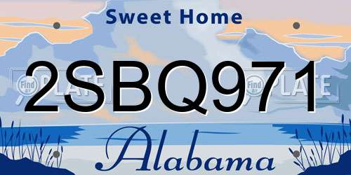2SBQ971 Alabama License Plate