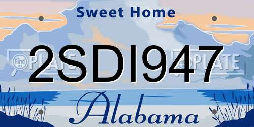 2SDI947 Alabama License Plate