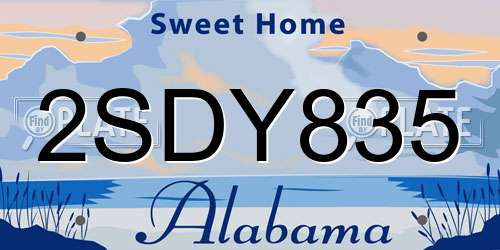 2SDY835 Alabama License Plate