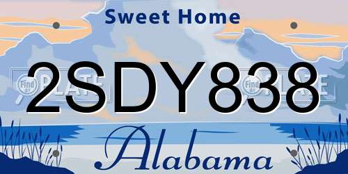 2SDY838 Alabama License Plate