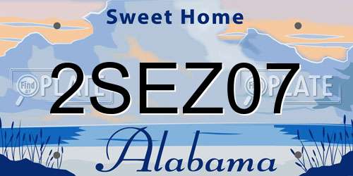 2SEZ07 Alabama License Plate