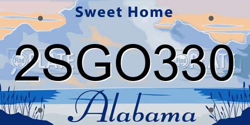 2SGO330 Alabama License Plate