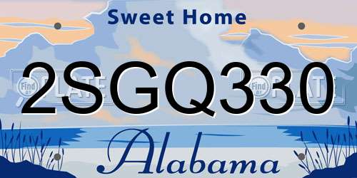 2SGQ330 Alabama License Plate