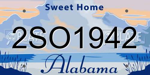 2SO1942 Alabama License Plate