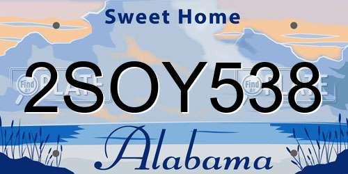 2SOY538 Alabama License Plate