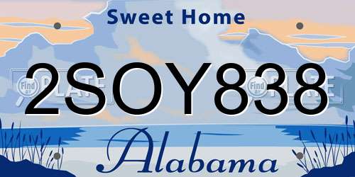 2SOY838 Alabama License Plate