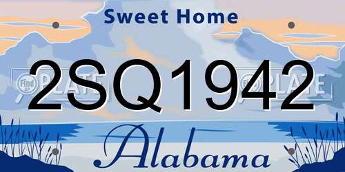 2SQ1942 Alabama License Plate