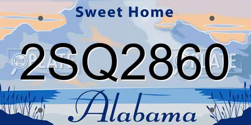 2SQ2860 Alabama License Plate