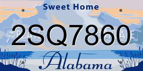 2SQ7860 Alabama License Plate